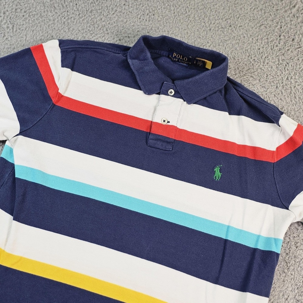 Polo Ralph Lauren Polo Shirt Mens Large Multicolor Striped Pony Logo Knit